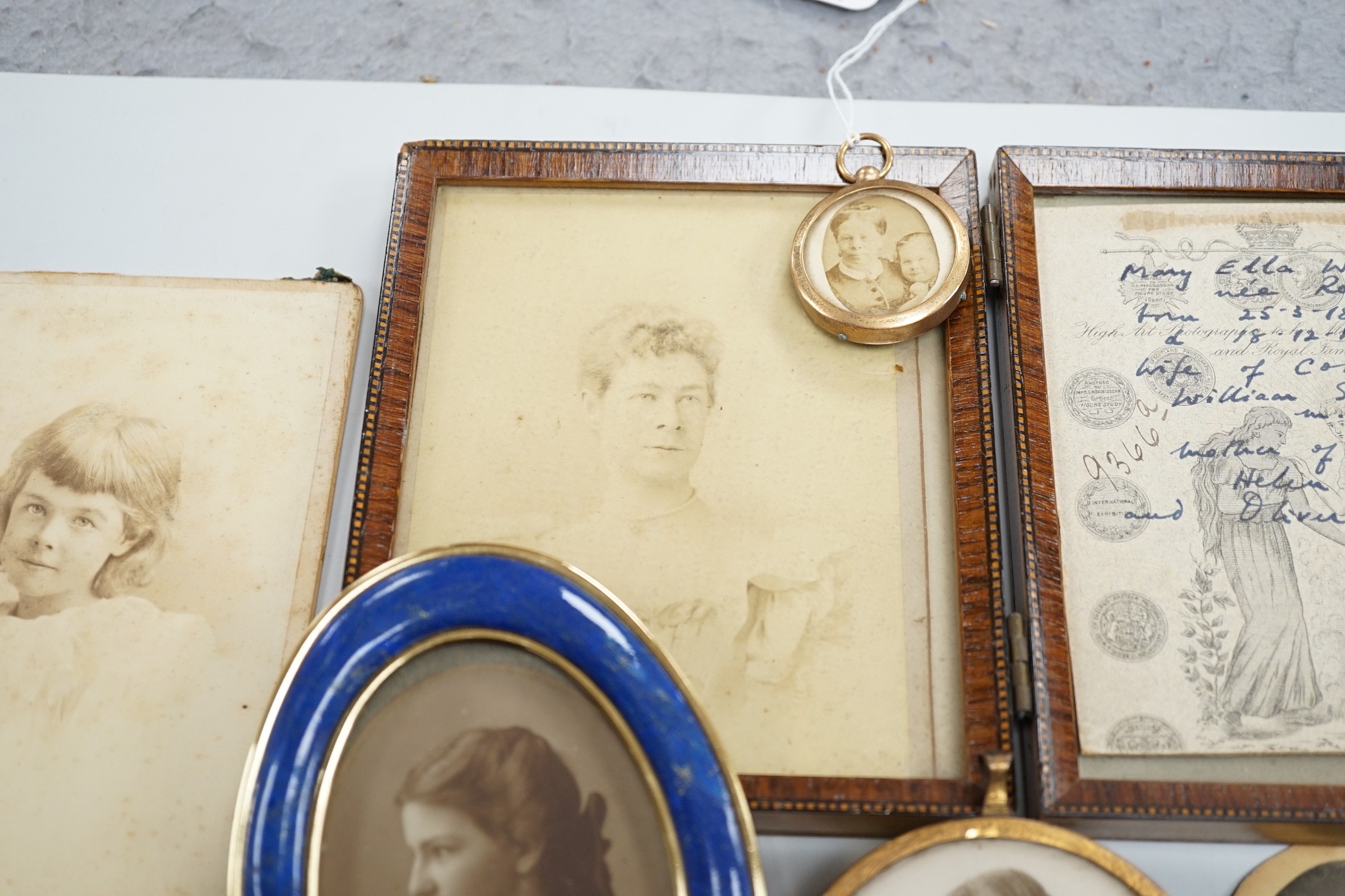A selection of portrait photographs and miniatures relating to the Robson Family. To include the subjects of: Mary Jane Robson, Caroline Eliza Robson (1852-1947), photograph taken by Walter Charles Corin of Haslemere, Ma